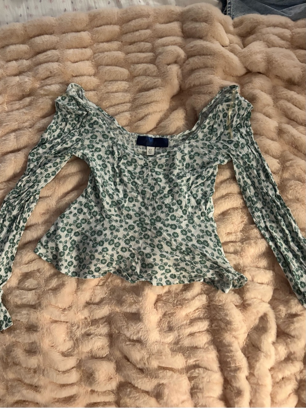 by & by Green Floral Square-Neck Peplum Blouse
